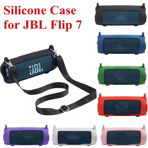 Newest Soft Silicone Case Cover for JBL Flip 7 Bluetooth Speaker, Protective Sleeve Cover with Shoul