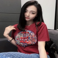 中式国风龙年新款盘扣复古圆领2024短袖T恤女半袖打底衫显瘦上衣Chinese national style the Year of the Loong new style buckle retro 