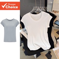 NS37-NOV23-E-U-Neck Simple Ribbed T-Shirt-TSNS37EX151  NS37-NOV23-E-U领简约螺纹T恤-TSNS37EX151