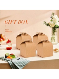 4pcs White Leather-Colored Small Paper Boxes, Cake Boxes, Candy Boxes, Baking Packaging, Wedding Gif