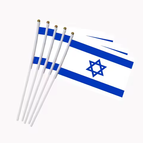 Israeli flag Israel hand wave flags 14 * 21CM decorative celebration polyester National Flag 5pcs