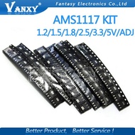 70pcs AMS1117 SOT-223 Voltage Regulator Kit 7values Each 10pcs 1.2V/1.5V/1.8V/2.5V/3.3V/5.0V/ADJ AMS
