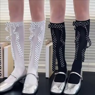 [Fast Shipping] 1/2 Pairs - Women's Y2K Polka Dot Bow Knee Socks | 3D Ribbon Design Stacking Socks f