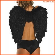 WIT Adults Feather Angel Wings White Black Wings Halloween Cosplay Party Costumes
