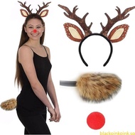 BLACK Halloween Deer Dress up Outfits Christmas Deer Ear Headband for Women Girl Cosplay Christmas D