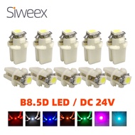 10pcs B8.5D DC 24V LED 5050 SMD Bulb for Truck Bus Instrument Panels Dashboard Indicators Lights Whi