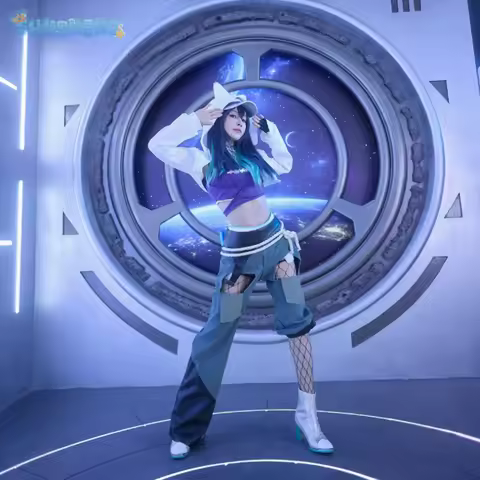 Ashe OW Cosplay Overwatch LE SSERAFIM collaborates with girl groups Costume Coat Top Pants Hat Props