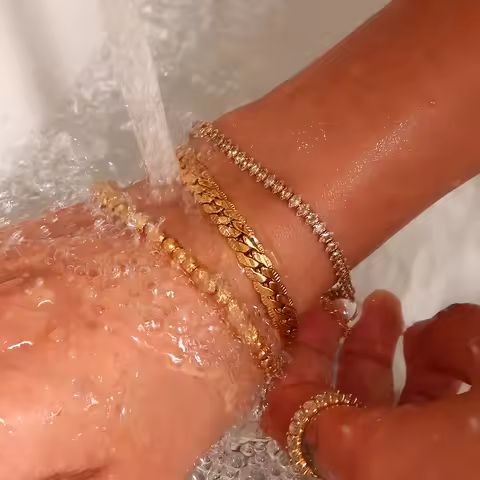 E.B.belle Miniamlist Men Bracelet Gold Jewelry Street Style Stainless Steel 316L 18k Gold Plated Cub