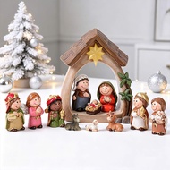 【Ready Stock】Nativity Set Light Up 12Pcs Resin Nativity Scene & Cute Figures Christmas Tabletop Deco