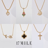 18K Gold Pendant Necklace for Women 4 Leaf Clover Tulip Hypoallergenic Chain Accessories Jewelry