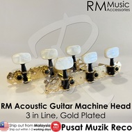 RM Gold Plated Kapok Acoustic Guitar Machine Head SET 3 in Line Tuning Pegs Tuner Gitar