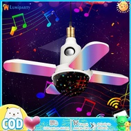 Four-leaf Ceiling Fan Music Lamp Folding Wireless RGB LED Projection Ceiling Fixture Lights With Remote Control For Home Decor