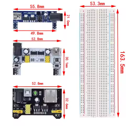 MB102 Breadboard Power Supply Module /MB102 white Breadboard Dedicated Power Module 2-way 3.3V 5V MB