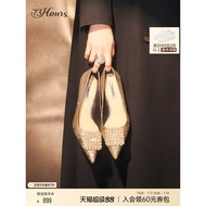 73hours Women's Shoes Golden Years Spring New Style Wedding Shoes Women's Diamond Buckle Pointed Toe