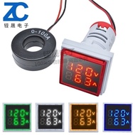 Mini Digital Display AC Voltage Ammeter 22MM Square Indicator 0-100A 50-380V110V Hertz Meter