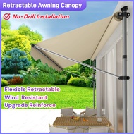 Retractable Awning Canopy No Drilling Sunshade Rainproof Manual Folding Telescopic Canopy Outdoor Ba