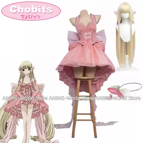 Anime Manga Chobits Chi Cosplay Costume Lolita Pink Bow Clamp Chi Cosplay Bow Clamp chi Halloween Ch