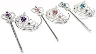 Princess Elsa Crown Tiara and Wand Set — Silver Heart Jewel (X-Color)