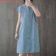 LAHSTORE loose shirt collar loose dress, short sleeve, youthful side pockets DS03 (Cam Dat)