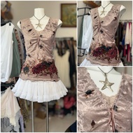 [2hand_thrift] Floral velvet tank top M L chest 86-96 length 54