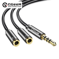 QGeeM 3.5mm Audio Splitter Cable for Computer Jack 3.5mm 1 Male to 2 Female Mic Y Splitter AUX Cable Headset Splitter Adapter