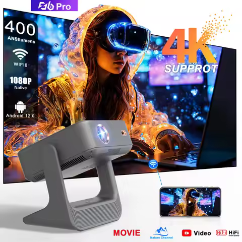 Projector, 4K HD WiFi Bluetooth Projector, HDMI/USB, Mini Home Theater for Bedroom, Kids Cartoon & S