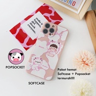 [MAP10] SOFTCASE MACARON POPSOCKET MOTIF LUCU SAPI FOR OPPO A5S A54 A15 A53 F9 A3S A5/A9 2020 RENO 5
