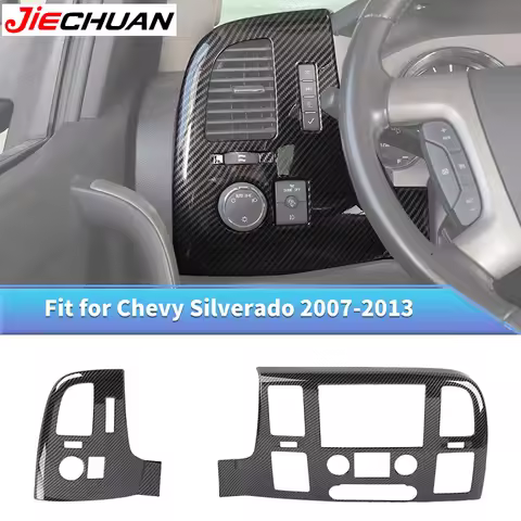 JIECHUAN Carbon Fiber Style Car Central Control Navigation Panel Decoration Cover Fit For Chevy Silv