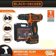 BLACK+DECKER Cordless Drill Driver 10.8V [BDCDD12K] - Preloved TIP TOP