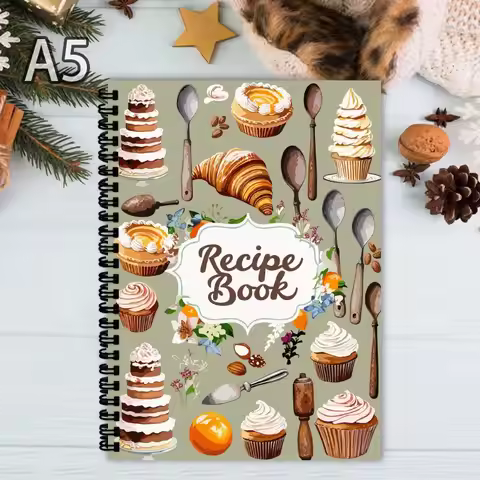 Aesthetic Recipe Spiral Notebook Log,Family Recipe Book, Blank Pages,Perfect for Cooking Enthusiasts