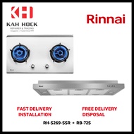 RINNAI RH-S269-SSR-T SLIMLINE HOOD + RB-72S 2 BURNER STAINLESS STEEL BUILT-IN HOB BUNDLE