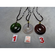 Natural Green * Pine White * Nectar Chalcedony Thick Safe Buckle Necklace → E444-1 With Rope