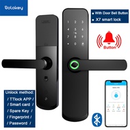 BoloKey TT Lock X7 Fingerprint Lock Smart Card Digital Code Electronic Door Lock Home Security Mortise Lock