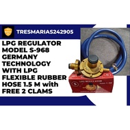 LPG REGULATOR MODEL S-968 GERMANY TECHNOLOGY WITH LPG FLEXIBLE RUBBER HOSE 1.25meters FOR 5KG AND 11