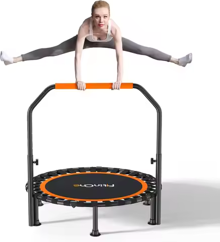 48" Foldable Mini Trampoline Load 330lbs, Portable Exercise Rebounder with Durable Bungee Band, Tram