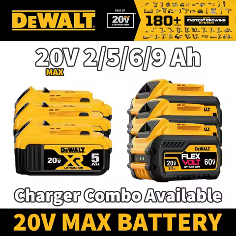 Genuine DeWALT 20V 5.0Ah High Power Tool Battery 60V 9.0Ah FlexVolt Battery Charger Set XR Li-Ion DC