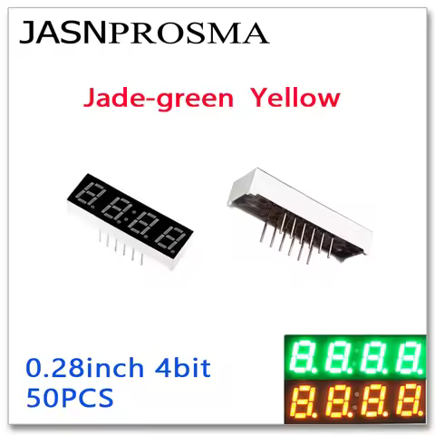 JASNPROSMA 50PCS 0.28 inch 7 Segment 4 bits digit Tube yellow jade green Common Cathode Anode LED Di