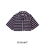 KLOSET Striped Crop Top (KK22-T001) เสื้อเชิ้ตคอปก ลายทาง