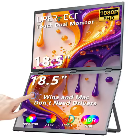 UPERFECT 18.5”100HZ Delta Portable Dual TouchScreen Monitor FHD HDR 360°Rotation Folding Triple Scre