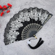 1Pc Ancient Fan Chinese Style Woman Cherry Blossom Summer Portable Portable Portable Dance Influence