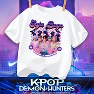 100CM-5XL Kpop Demon Hunters Saja Boy Print Kids Shirt Huntrix Tee  Kpop Idol Group Girls Boys T-shi