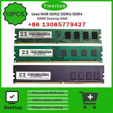 Ymeiton 10pcs Pre-owned RAM stick DDR2/DDR3/DDR4 800/1600/2666/3200MHZ 4G/8G/16G desktop computer me