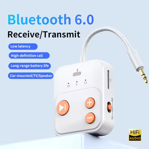Tebe 3.5mm Aux Bluetooth 6.0 Audio Receiver Transmitter Wireless Stereo Adapter TF Card Player for C