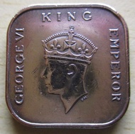 KING GEORGE VI EMPEROR *COMMISSIONERS OF CURRENCY MALAYA* 1 CENT (1939) Coin