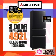 [FREE SHIPPING] Mitsubishi 3 Door Fridge 492L MR-CGX56EP Bottom Freezer with Glass Door & Ice Maker 