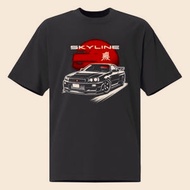 Hot Sale R34 GT-R JDM Extra Large Men's and Women's Casual Printed Large Size T-shirt
