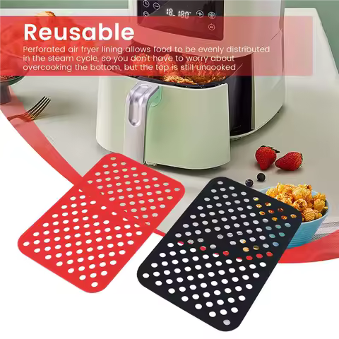 B15C Reusable Silicone Air Fryer Liners For Ninja Foodi Dual Air Fryer DZ201, Non-Stick Air Fryer Ac