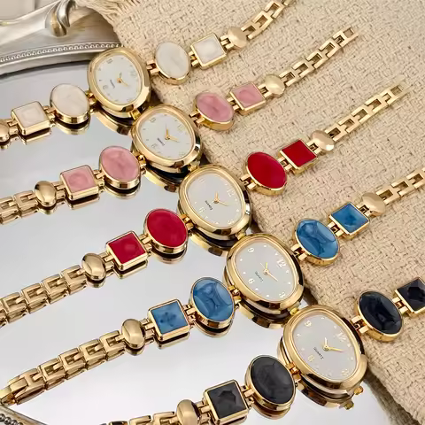 Watch for Ladies: Pebble Shaped Dial Colorful Strap Fashion Casual Wrist Watch