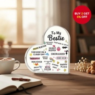 Acrylic Heart Keepsake Box for Best Friends - Transparent Gift with Colorful Quotes & Memories - Bir