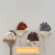 ZHAGUMT Baby Knit Pullover Cap, 2-6Year Thicken Ear Protection Hat, Warm Cute Dinosaur Liner Velvet 